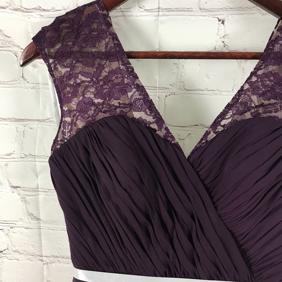 Watters W Too Short Plumb Bridesmaid Dress - Picture 2 of 8